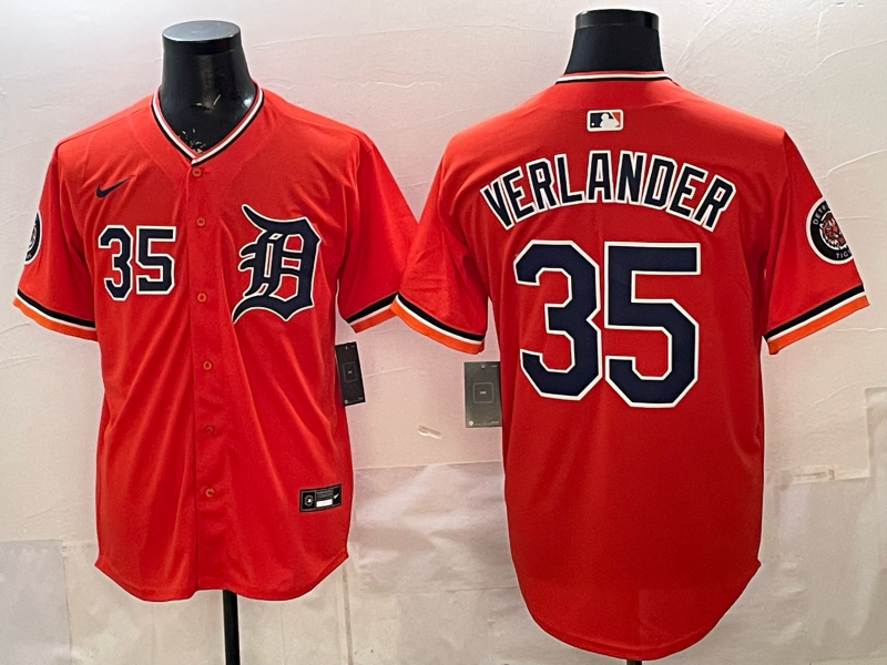 Men Detroit Tigers #35 Verlander orange Game Nike MLB Jersey0321006->->MLB Jersey